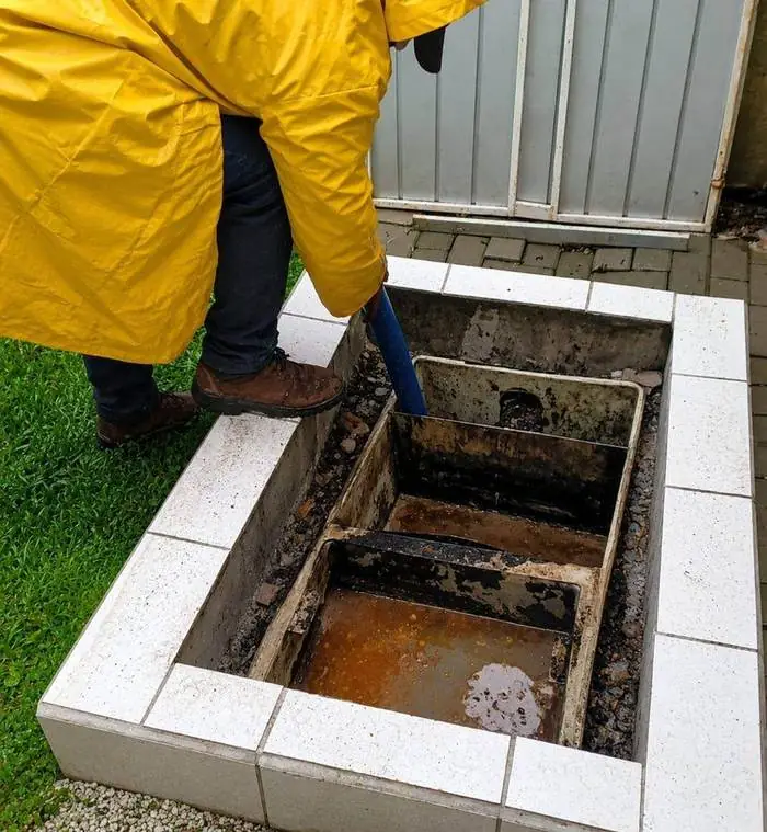 Limpeza e esgotamento de caixa de gordura realizado pela Desentupidora Hidropró